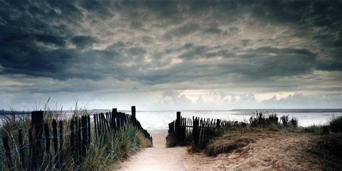 Pathway through sand sunes to the sea - photography