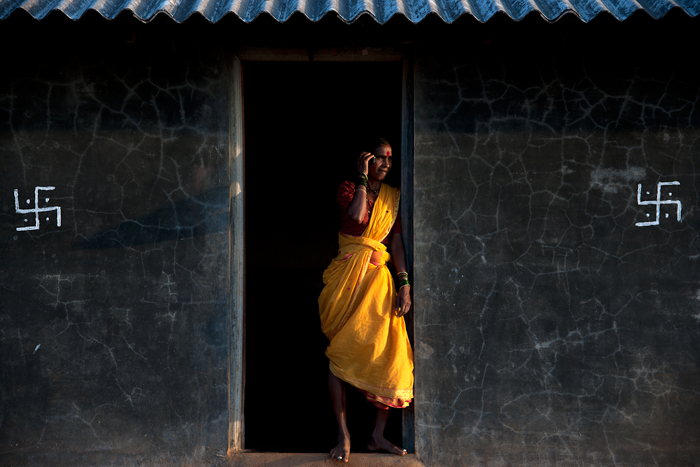 On her mobile in India - Photography